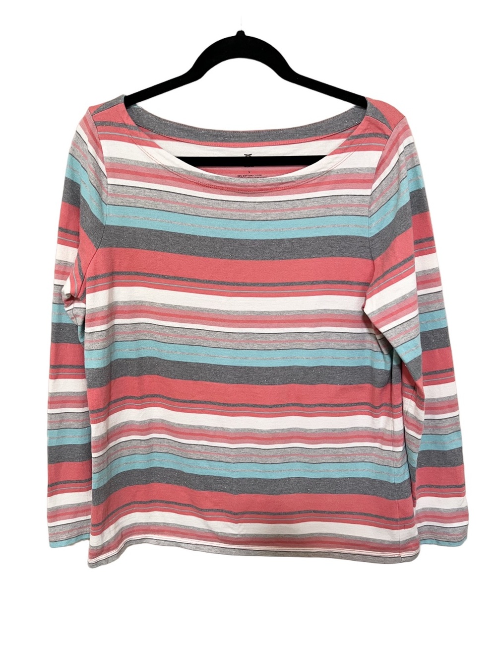 Talbots 0X Cotton Striped Shimmer Top Preppy Summer Office Capsule Coastal